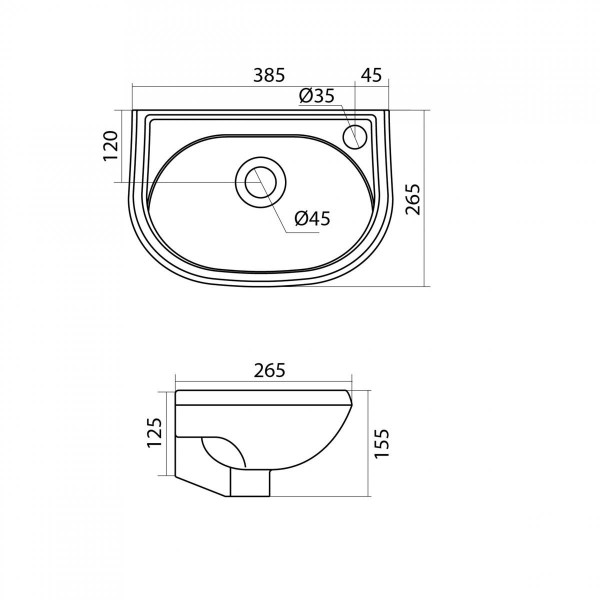 1.WH11.0.445 БРИЗ мини-умывальник 40 см, п/отв.. Фото 2