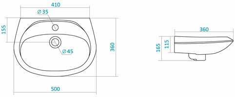 1.WH11.0.451 БРИЗ умывальник 50 см. Фото 2