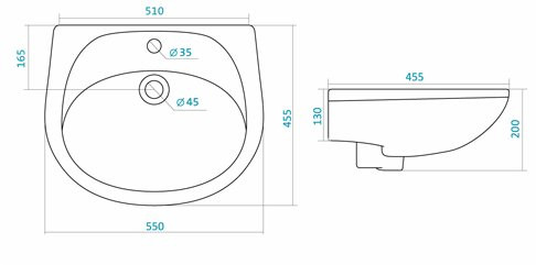 1.WH11.0.460 БРИЗ умывальник 55 см. Фото 2