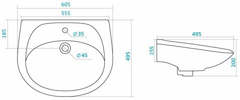 1.WH11.0.466 БРИЗ умывальник 60 см. Фото 2