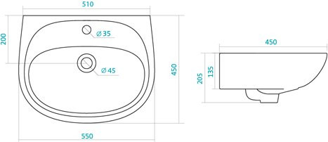 1.WH11.0.502 АНИМО умывальник 55 см. Фото 2
