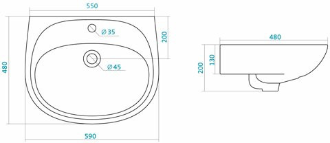 1.WH11.0.508 АНИМО умывальник 60 см. Фото 2