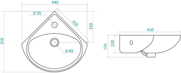 1.WH11.0.514 ИРИС умывальник 36 см (угловой, 1 отв.). Фото 2