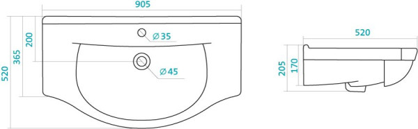 1.WH11.0.790 ЭЛЬБРУС умывальник 90 см.. Фото 6
