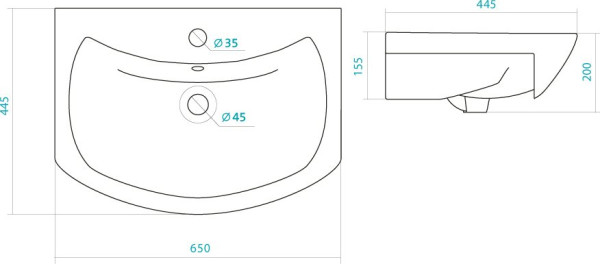 1.WH20.7.775 БАЛТИКА умывальник 65 см. Фото 2
