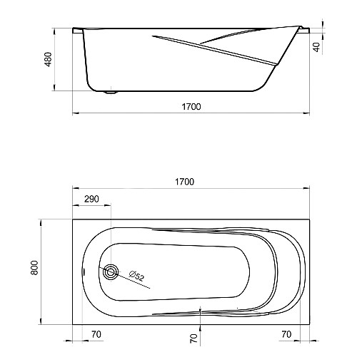 1.WH30.2.441 КАСАБЛАНКА XL Ванна акриловая прямоугольная 170х80 бел. Фото 2
