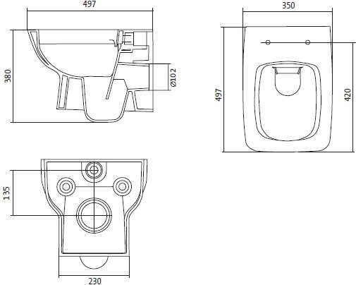 1.WH50.1.572 НЕО ПЭК rimless (подвес. безободковый унитаз с тонким сиденьем, инсталляция, панель хром. глянец). Фото 5