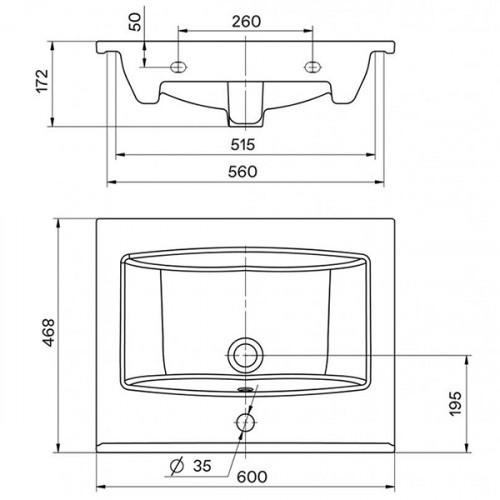 1.WH50.1.606 ЭЛИНА Умывальник 60 см. Фото 2