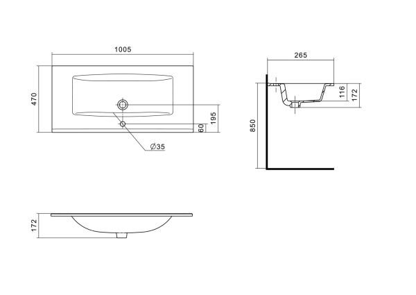 1.WH50.1.627 ЭЛИНА Умывальник 100 см. Фото 2