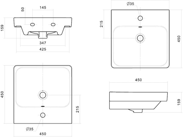 1.WH50.1.630 АДРИАНА умывальник 45 см. Фото 2