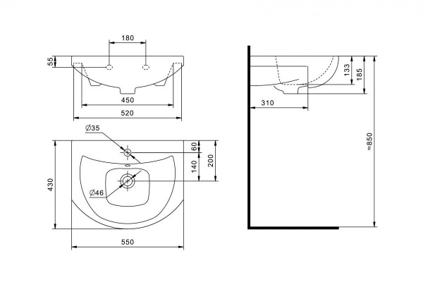1.WH50.1.702 БАЛТИКА умывальник 55 см. Фото 2