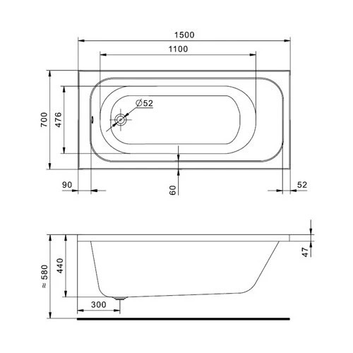 1.WH50.1.746 ЛАММА 150х70 Ванна акриловая прямоугольная (NEW). Фото 4