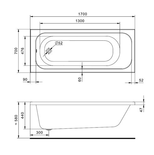 1.WH50.1.747 ЛАММА 170х70 Ванна акриловая прямоугольная (NEW). Фото 2