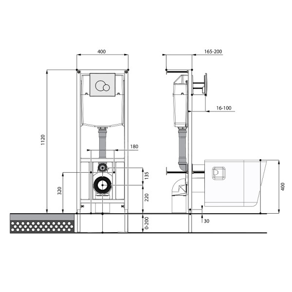 1.WH50.1.758 НЕО ПЭК rimless (подвес. безободковый унитаз с тонким сиденьем, инсталляция, белая панель). Фото 3