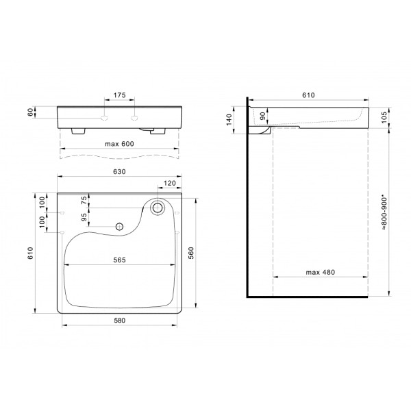 1.WH50.1.785 КЛИО Умывальник 60 см (с кронштейнами и сифоном). Фото 6