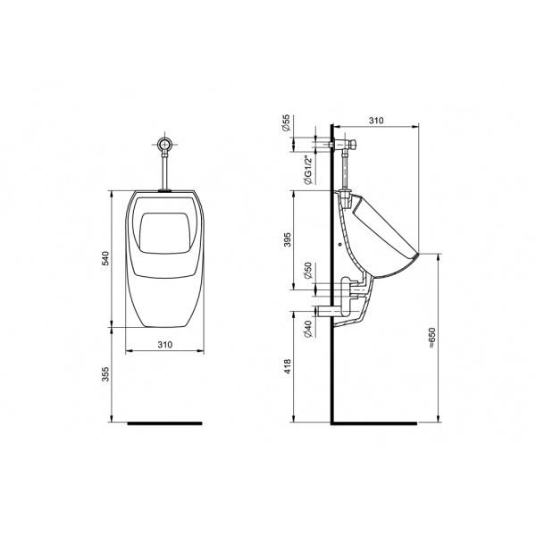1.WH50.1.804 ГАЛА писсуар, в комплекте с краном, креплением и горизонтальным сифоном. Фото 7