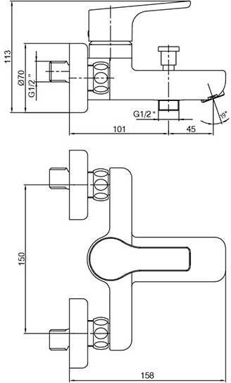 102102450EX LUNA смеситель для ванны. Фото 2