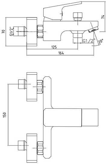 102102469EX TIERA смеситель для ванны. Фото 2