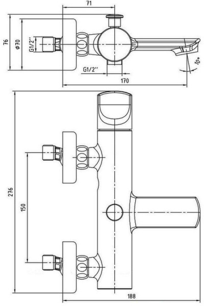 102102470HEX MYRA смеситель для ванны. Фото 2