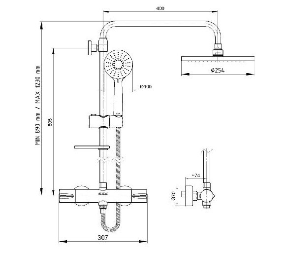 102102489EX термостатическая душевая система. Фото 2