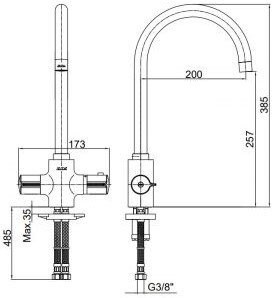 102108754EX THERMOSTATIC термостатический смеситель для кухни. Фото 2