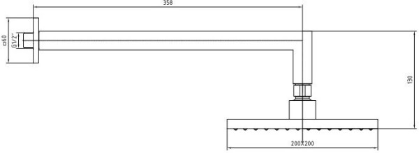 102145031EX TIERA квадратный верхний душ с держателем 200x200 мм. Фото 2