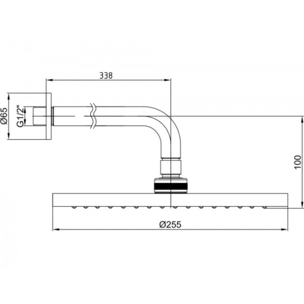 102145034C1EX MYRA верхний душ с держателем диаметр 255 мм, матовый черный. Фото 2