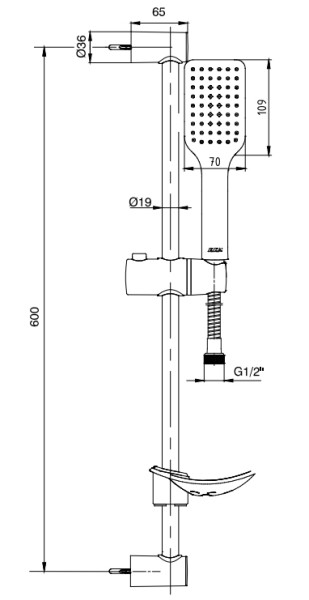 102146029C1EX TIERA душевой гарнитур 60 см матовый черный. Фото 2