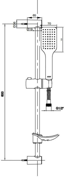 102146029EX TIERA душевой гарнитур 60 см. Фото 2