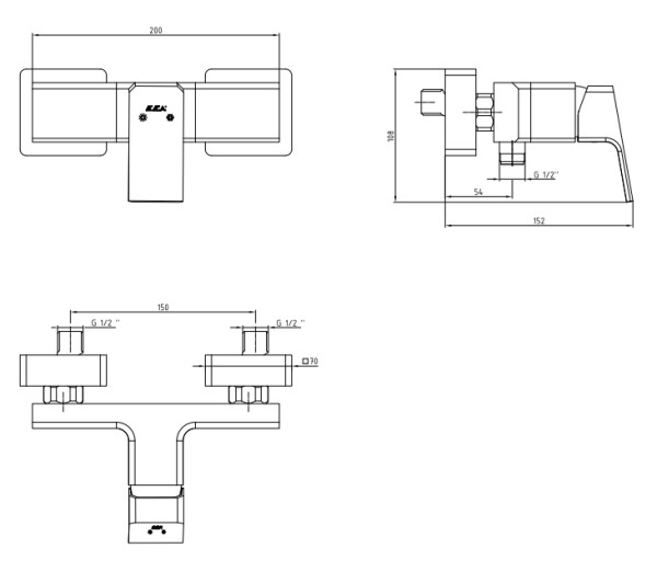 102154024C1EX TIERA смеситель для душа матовый черный. Фото 2