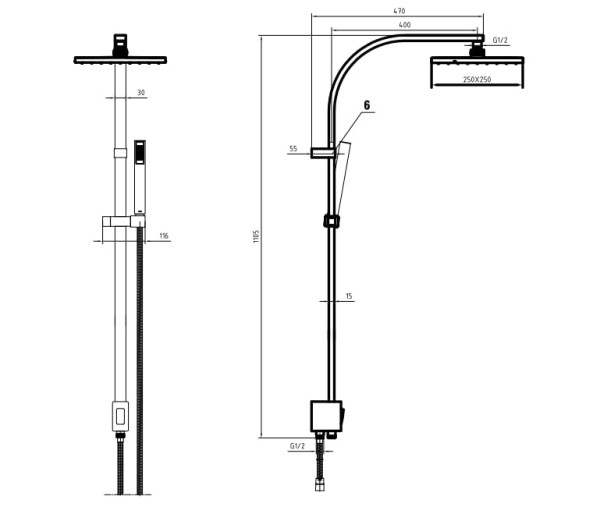 102158012C1EX TIERA душевая система матовый черный. Фото 2