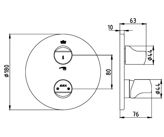 102167203HEX-YDE MYRA смеситель для ванны 2 режима (внешняя часть). Фото 2