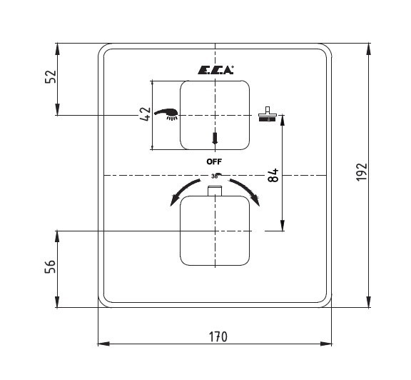 102167216EX-KDE термостатический смеситель для ванны,2 режима(внешняя часть). Фото 2