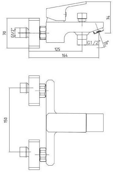 104802469EX TIERA смеситель для ванны белый/ хром. Фото 2
