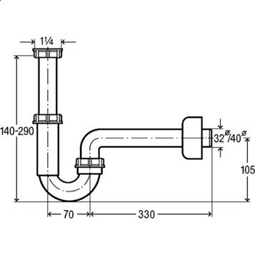 105952 Трубный сифoн 1 1/4 x 32 из полипропиленa, модель 5611K. Фото 2