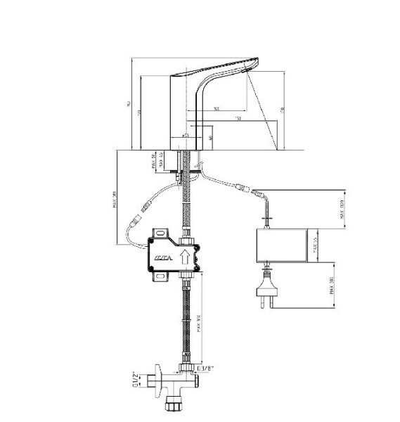 108108056EX LUNA кран для раковины, электронный 130,220В. Фото 2