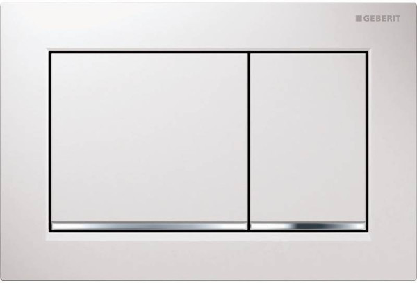 115.080.KJ.1 Смывная клавиша Geberit Omega30 для двойного смыва к 111.003/030/060 белый/глянцевый хром. Фото 1