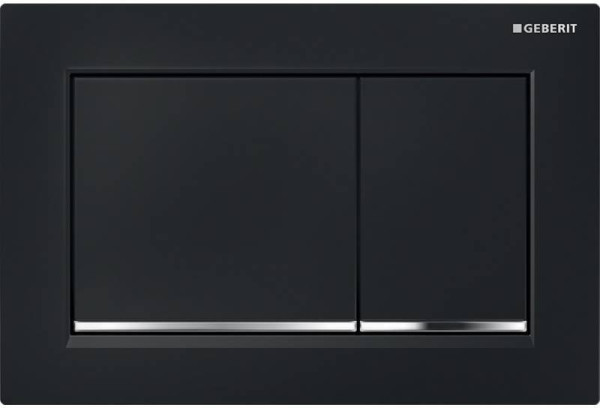 115.080.KM.1 Смывная клавиша Geberit Omega30 для двойного смыва к 111.003/030/060 черный/глянцевый хром. Фото 1