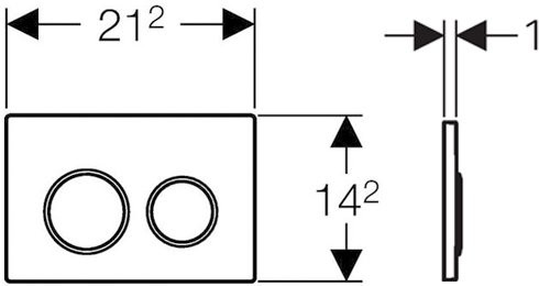 115.085.KH.1 Смывная клавиша Geberit Omega20 для двойного смыва к 111.003/030/060 глянцевый хром/матовый хром. Фото 2