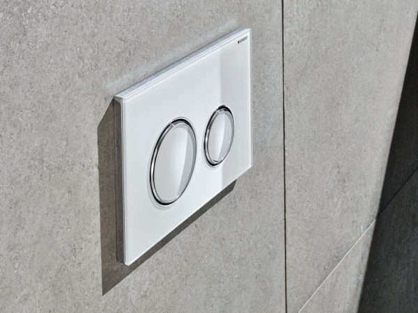 115.085.KJ.1 Смывная клавиша Geberit Omega20 для двойного смыва к 111.003/030/060 белый/глянцевый хром. Фото 5