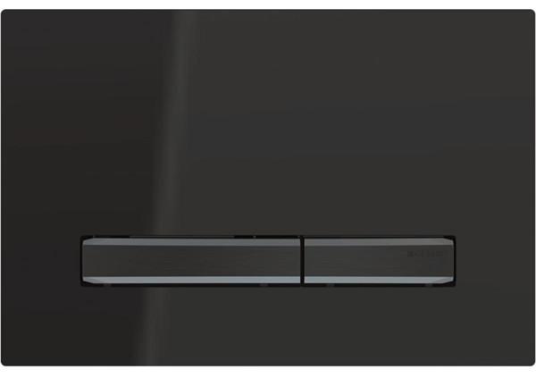 115.671.DW.2 Смывная клавиша Geberit Sigma50, для двойного смыва, цвет металлический хромированный черный: хромированный черный, черный. Фото 1