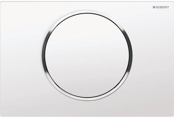 115.758.KJ.5 Смывная клавиша Geberit Sigma10 смыв/стоп к 111.300/350/361/362/380/390/796, белые/глянцевый хром. Фото 1