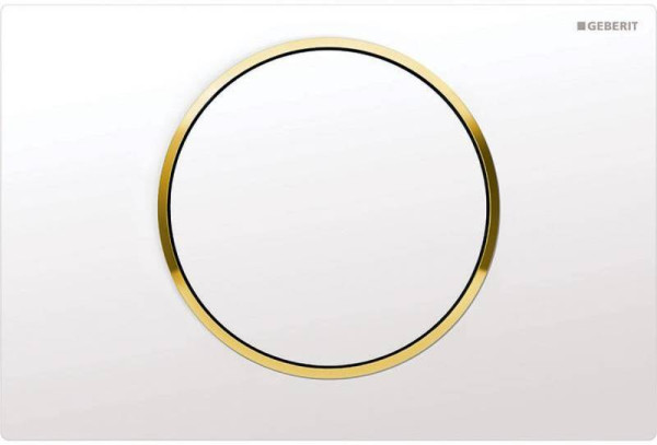 115.758.KK.5 Смывная клавиша Geberit Sigma10 смыв/стоп к 111.300/350/361/362/380/390/796, белые/позолота. Фото 1
