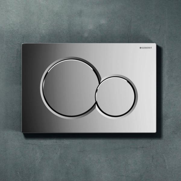 115.770.21.5 Смывная клавиша Geberit Sigma01 для двойного смыва к 111.300/350/361/362/380/390/796, Глянцевый хром. Фото 3