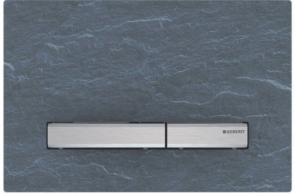 115.788.JM.2 Смывная клавиша Geberit Sigma50 для двойного смыва к 111.300/350/361/362/380/390/796, натуральный сланец Mustang/металлический хромирован. Фото 1