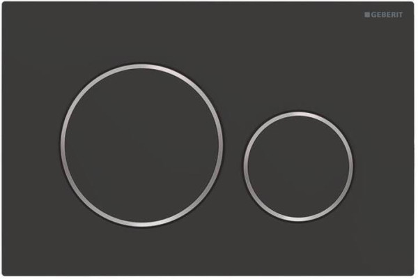 115.882.14.1 Клавиша смыва Sigma 20 NEW двойной смыв к 111.300/350/361/362/380/390/796 не оставляет отпечатков пальцев,черный мат/хр. глянц/черный мат. Фото 1