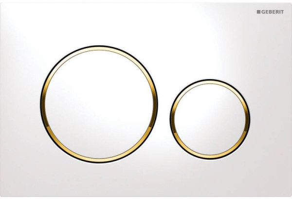 115.882.KK.1 Клавиша смыва Sigma 20, двойной смыв, к 111.300/350/361/362/380/390/796 бел/бел/золото. Фото 1