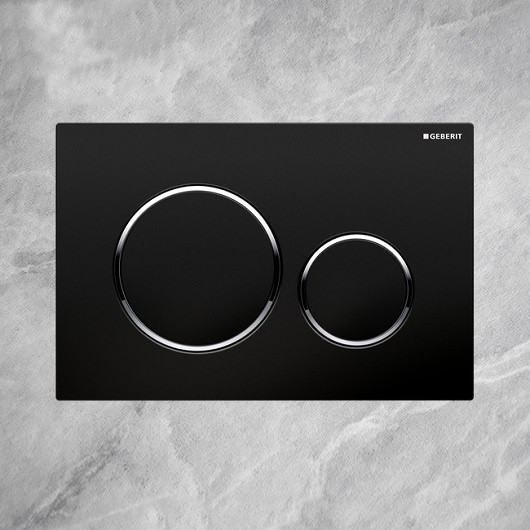 115.882.KM.1 Клавиша смыва Sigma 20, двойной смыв, к 111.300/350/361/362/380/390/796 черн/черн/хром глянц.. Фото 3