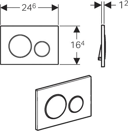 115.882.SN.1 Клавиша смыва Sigma 20, двойной смыв, к 111.300/350/361/362/380/390/796 нерж. сталь. Фото 3
