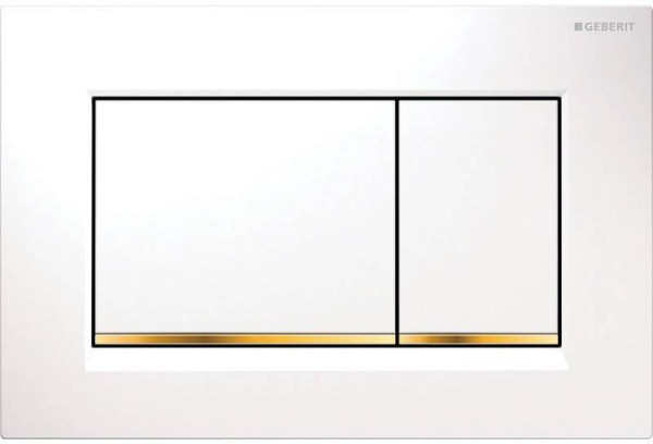 115.883.KK.1 Клавиша смыва Sigma 30, двойной смыв, к 111.300/350/361/362/380/390/796 белый/золото/белый. Фото 1